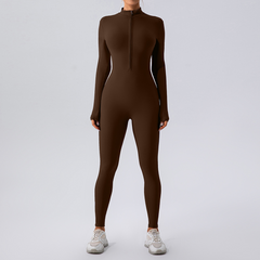 Women's Fleece-Lined Yoga Jumpsuit – Warm One-Piece Athletic Romper