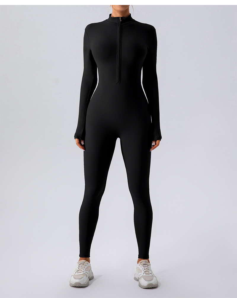 Women's Fleece-Lined Yoga Jumpsuit – Warm One-Piece Athletic Romper