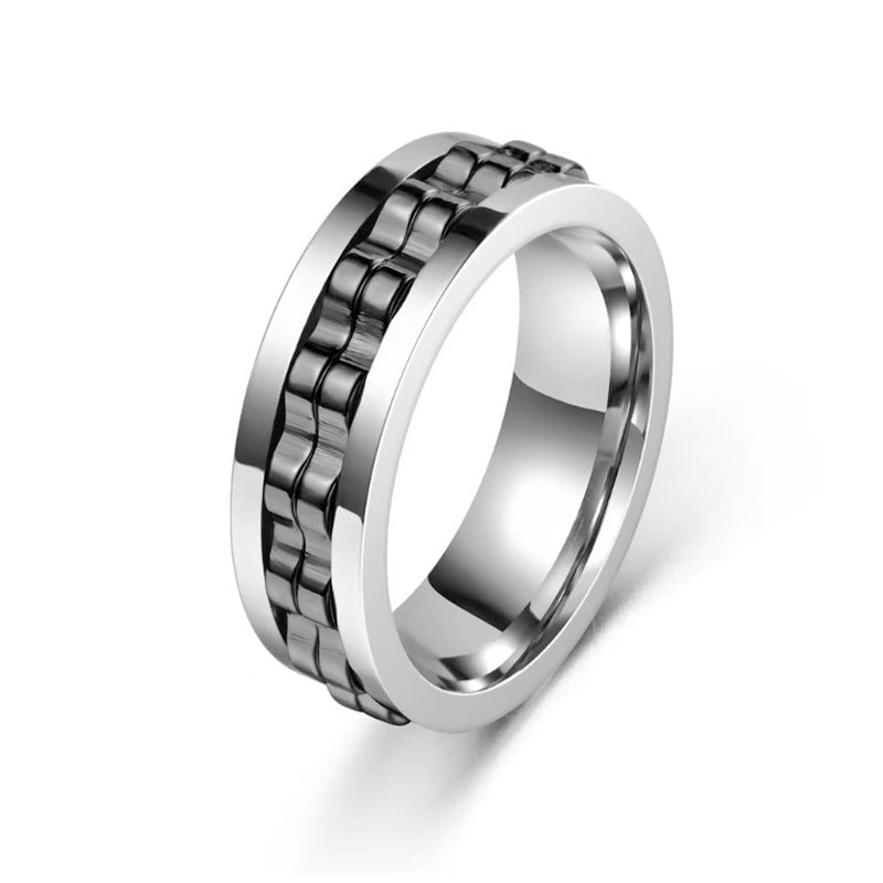 Men's Stainless Steel Spinner Fidget Ring – Anxiety Relief Band Ring