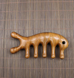 Golden Sandalwood Scalp Massager with Five Teeth