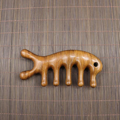 Golden Sandalwood Scalp Massager with Five Teeth