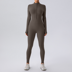 Women's Fleece-Lined Yoga Jumpsuit – Warm One-Piece Athletic Romper