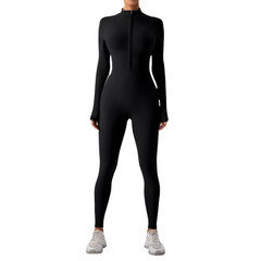 Women's Fleece-Lined Yoga Jumpsuit – Warm One-Piece Athletic Romper