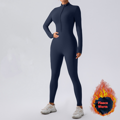 Women's Fleece-Lined Yoga Jumpsuit – Warm One-Piece Athletic Romper
